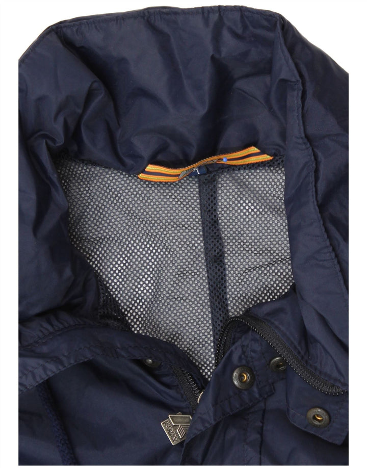 K-WAY Mens Hooded Rain Jacket UK 40 Large Navy Blue Polyamide