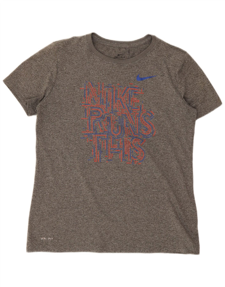 Damski T-shirt Nike Dri Fit Graphic Top UK 14 Średni Szary