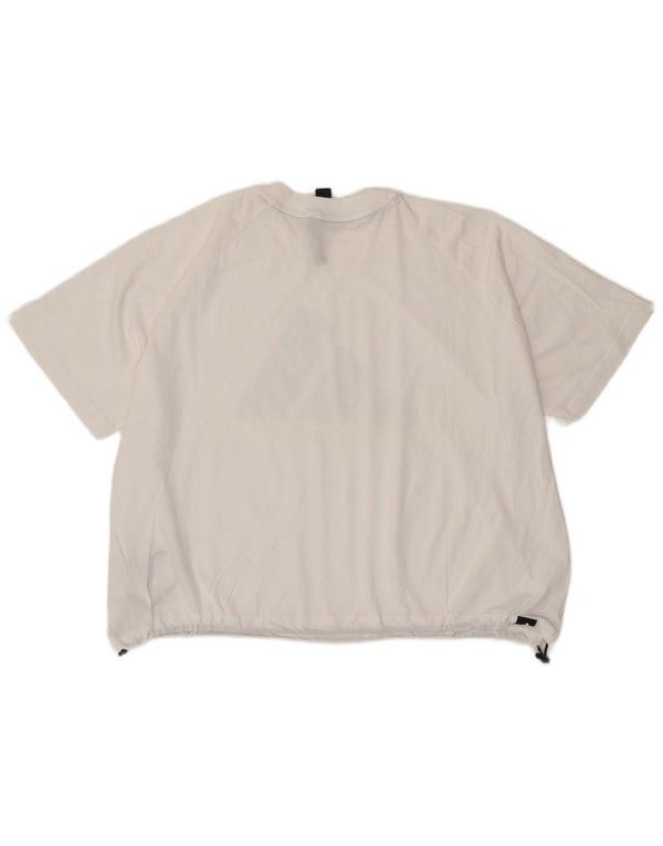 Damska koszulka ADIDAS Crop Oversize z grafiką Top UK 10 Small White Cotton