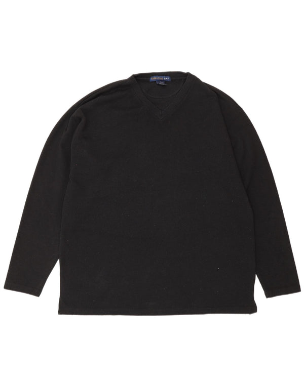 Niezbędny męski top z długim rękawem, duży, czarny poliester