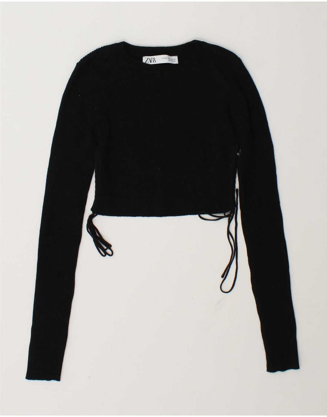 Damski krótki top Zara z długim rękawem, UK 6 XS, czarny
