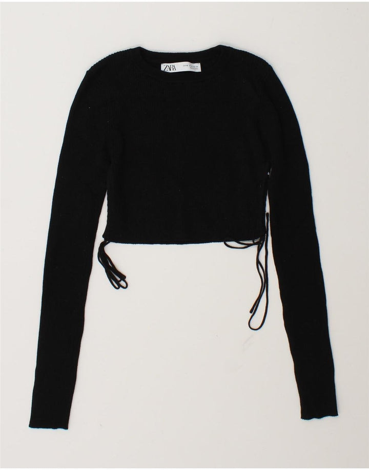 Damski krótki top Zara z długim rękawem, UK 6 XS, czarny