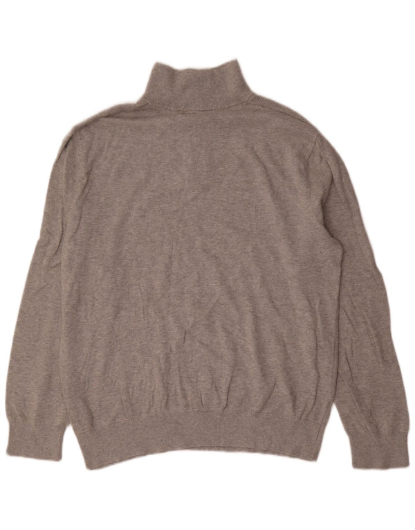 Nautica Mens Zip Neck Jumper Sweater Large Grey Cotton