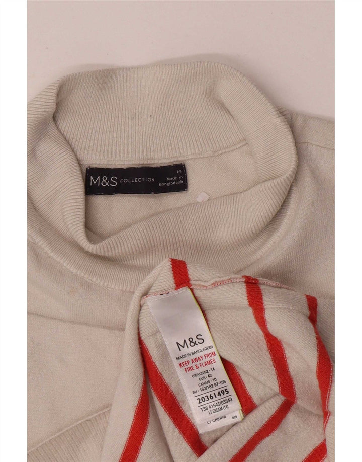 Marks & Spencer Damski top z kamizelką UK 14 w średnim beżowym kolorze wiskozowym w paski