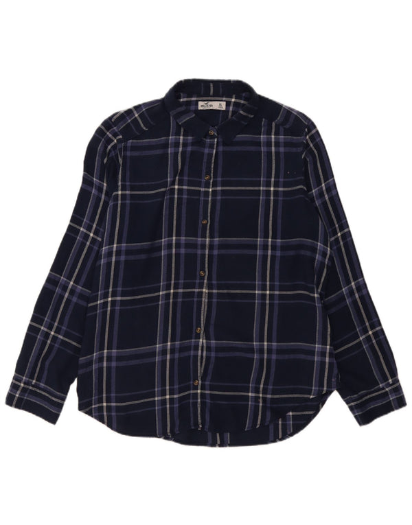 Koszula flanelowa damska Hollister UK 18 XL, bawełniana, granatowa w kratę