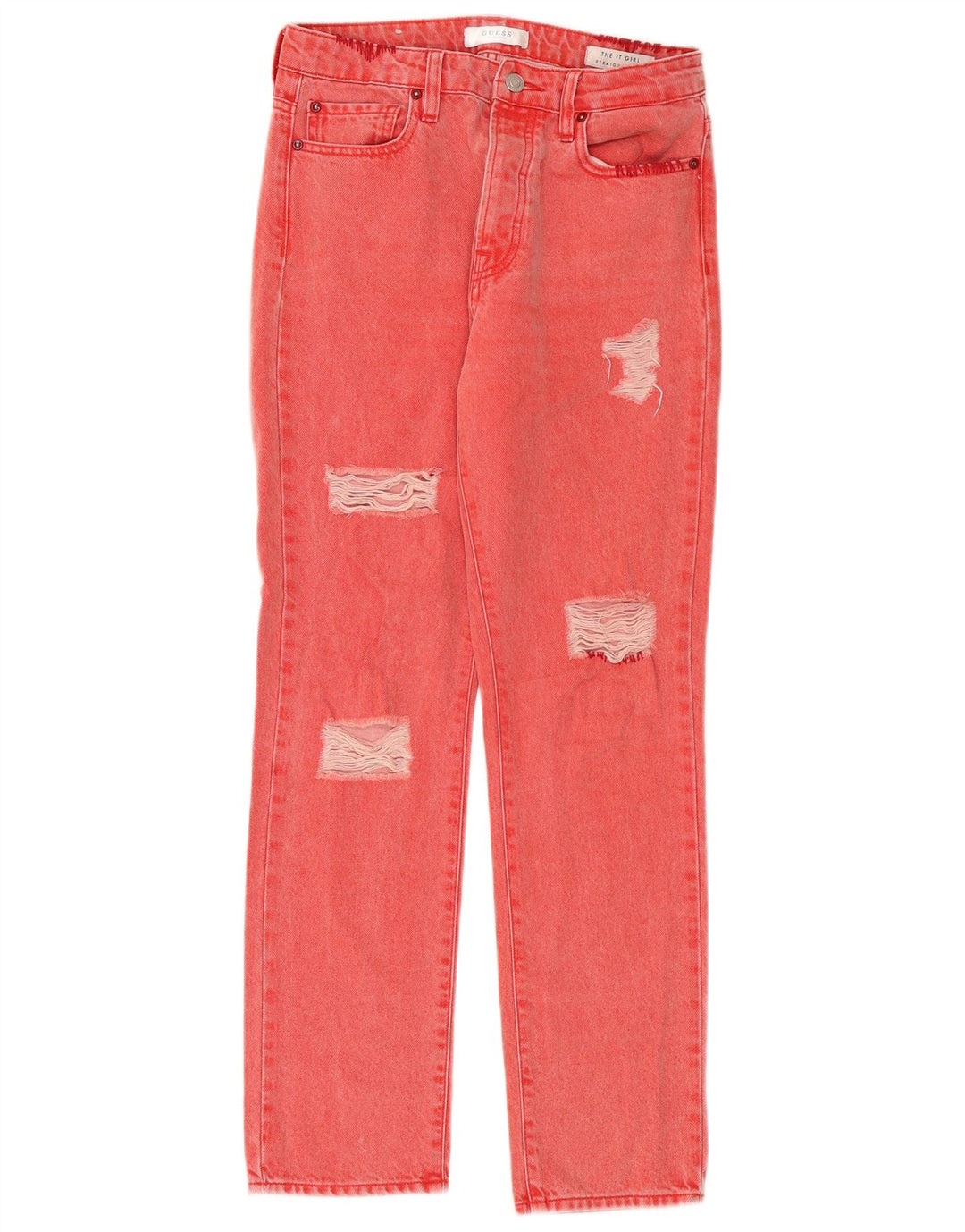 Damskie jeansy Guess w trudnej sytuacji W26 L28, czerwone, bawełniane