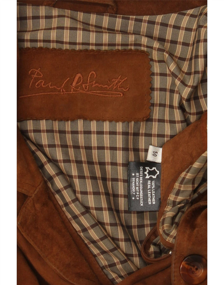 PAUL SMITH Męska zamszowa kurtka IT 50, duża brązowa skóra