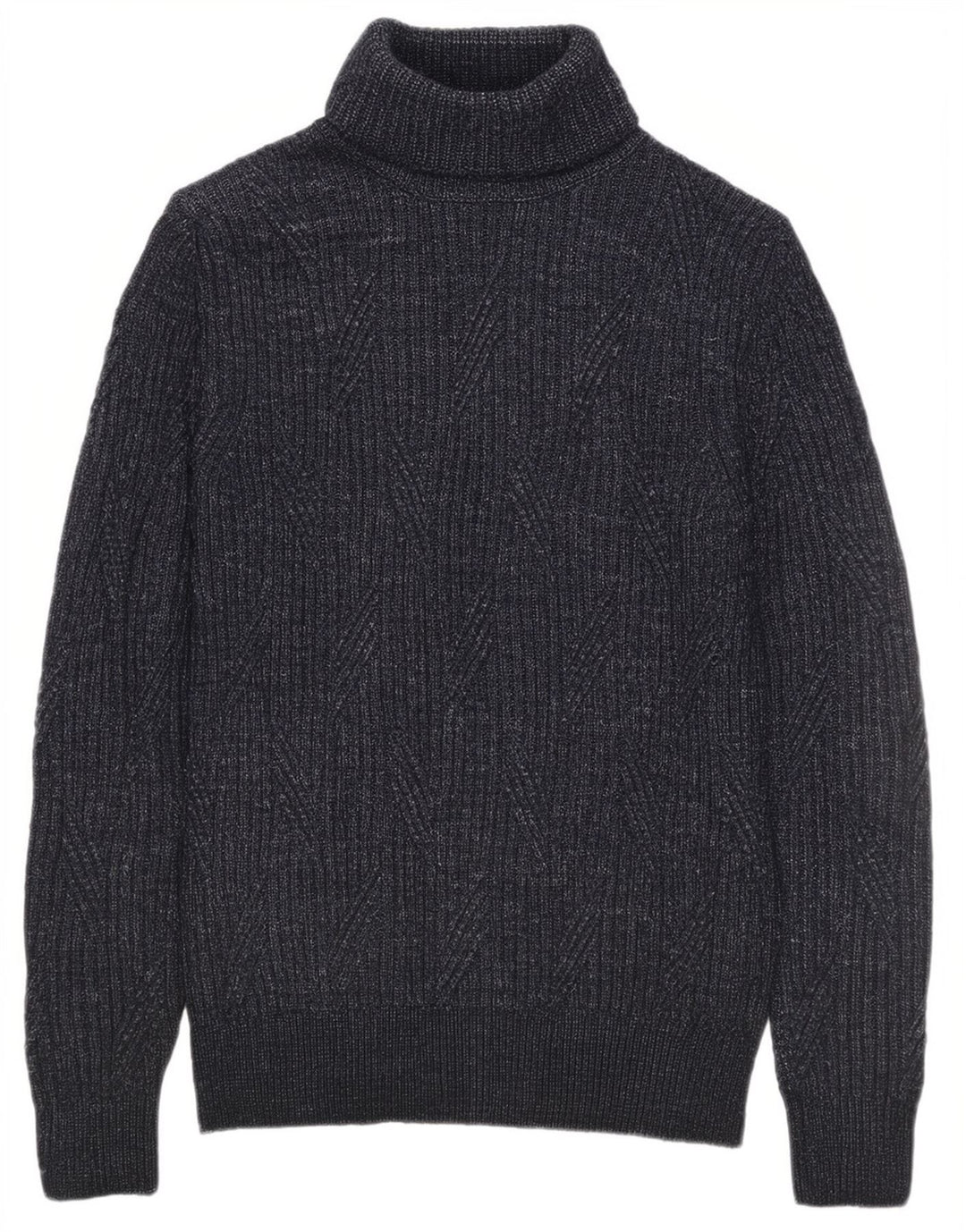 Marks & Spencer Męski sweter z golfem, średni granatowy, nakrapiany
