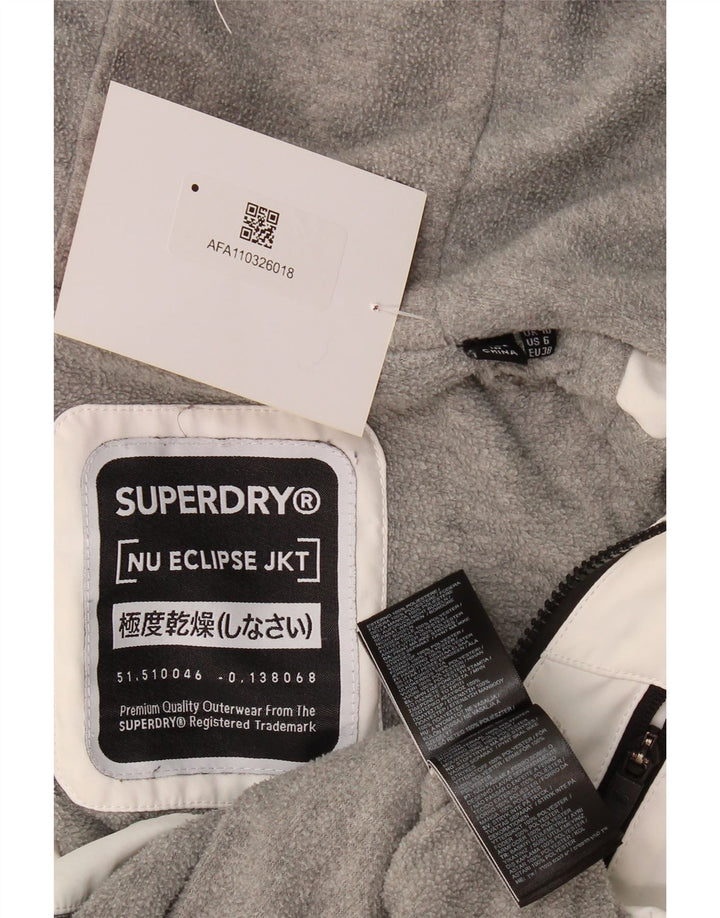 Damska kurtka wiatrówka Superdry z kapturem, oversize UK 10, mała, biała