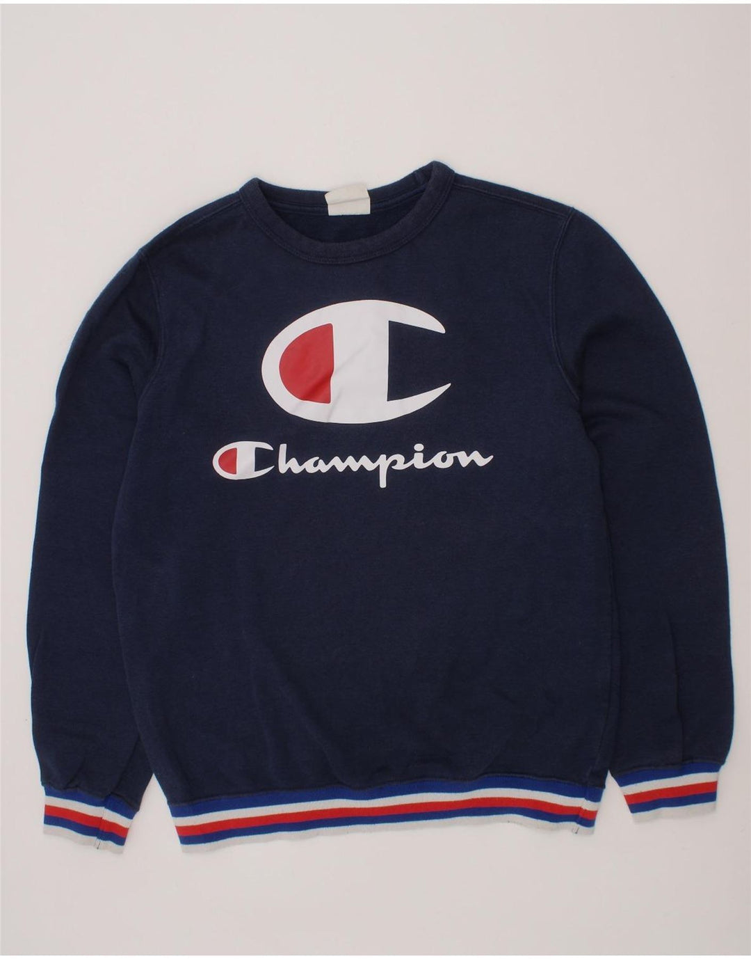 CHAMPION Boys Graphic Sweatshirt Jumper 11-12 Years Large Navy Blue Vintage Champion and Second-Hand Champion from Messina Hembry 