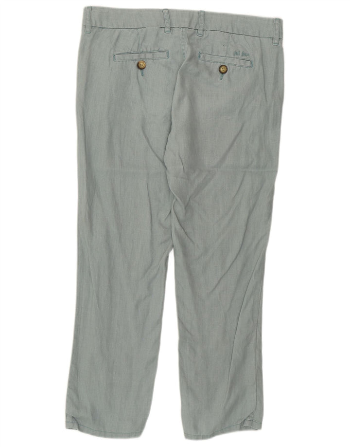 Proste spodnie damskie FAT FACE UK 10 Small W32 L25 Zielone lniane