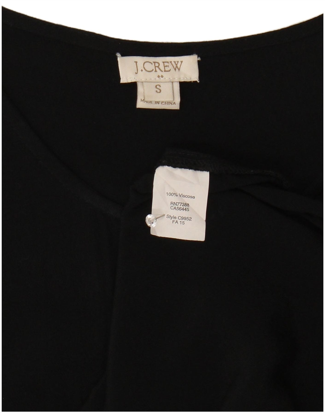 Damska bluzka z długim rękawem J. CREW Top UK 10 Small, czarna wiskoza