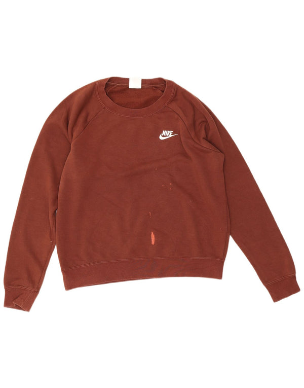 Damski sweter oversize Nike UK 10, mały, brązowy, bawełniany