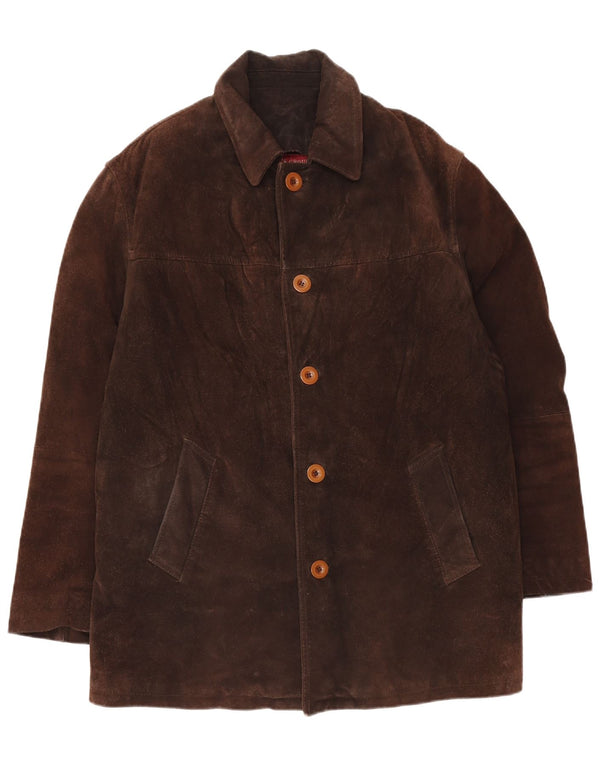 VINTAGE Mens Suede Jacket UK 40 Large Brown Leather