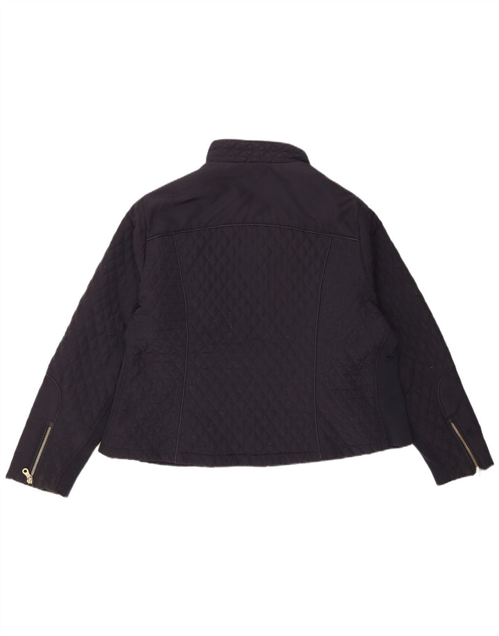 Marks & Spencer Damska pikowana kurtka UK 22 3XL Granatowy poliester