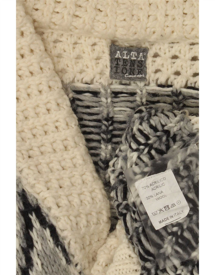 Męski sweter rozpinany Altatensione, średni, złamany biały, akryl Fair Isle