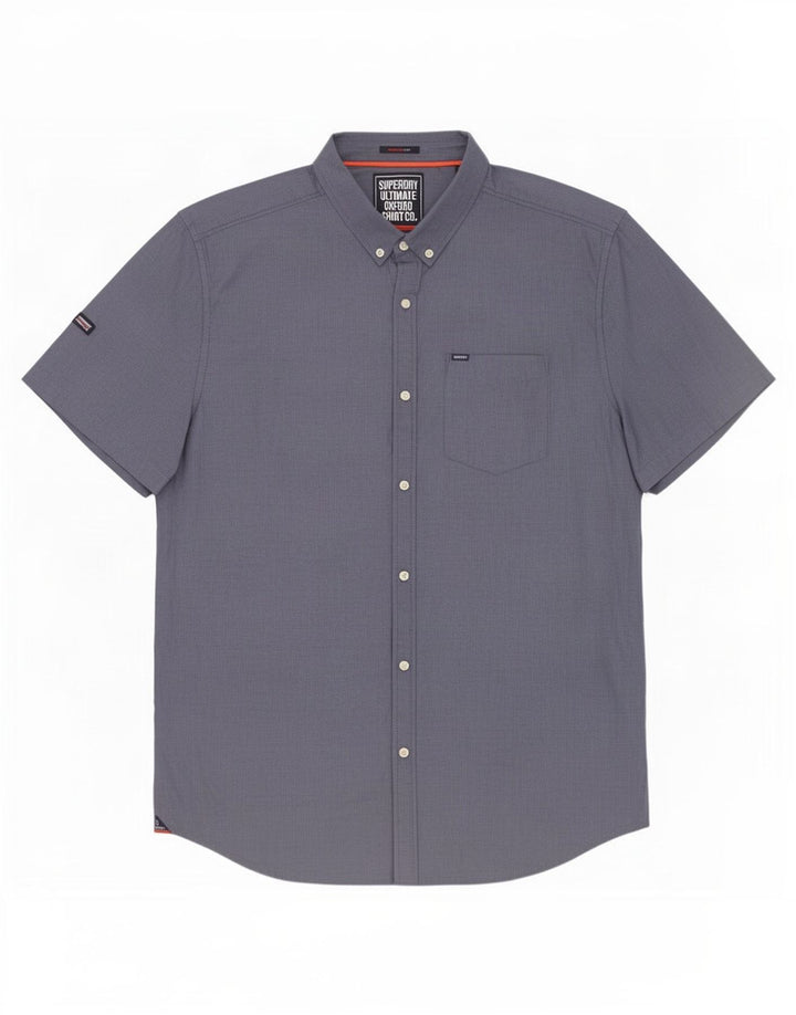 Męska koszula z krótkim rękawem Superdry o regularnym kroju, niebieska, bawełniana 2XL