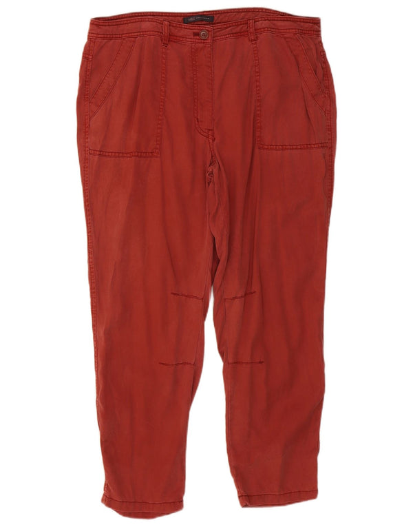 Marks & Spencer Damskie spodnie chino z wysokim stanem UK 16 Large W34 L26 Czerwone