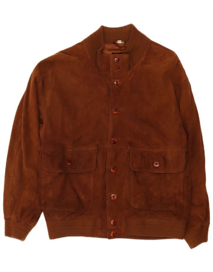 Vintage męska zamszowa kurtka bomber IT 50 duża brązowa skóra