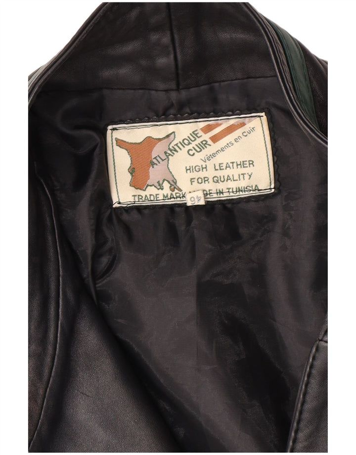 Vintage damska kurtka skórzana o luźnym kroju EU 46 XL, czarna skóra z blokami kolorów