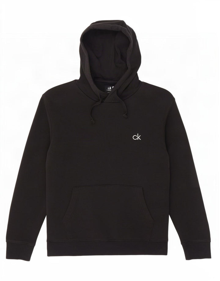 Męski sweter golfowy Calvin Klein z kapturem, średniej wielkości, czarny, bawełniany