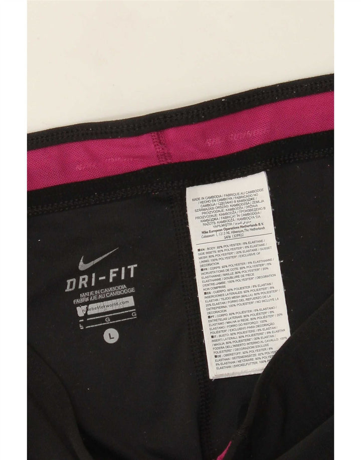 Damskie legginsy Nike Dri Fit Capri UK 14, duży czarny poliester z blokami kolorów