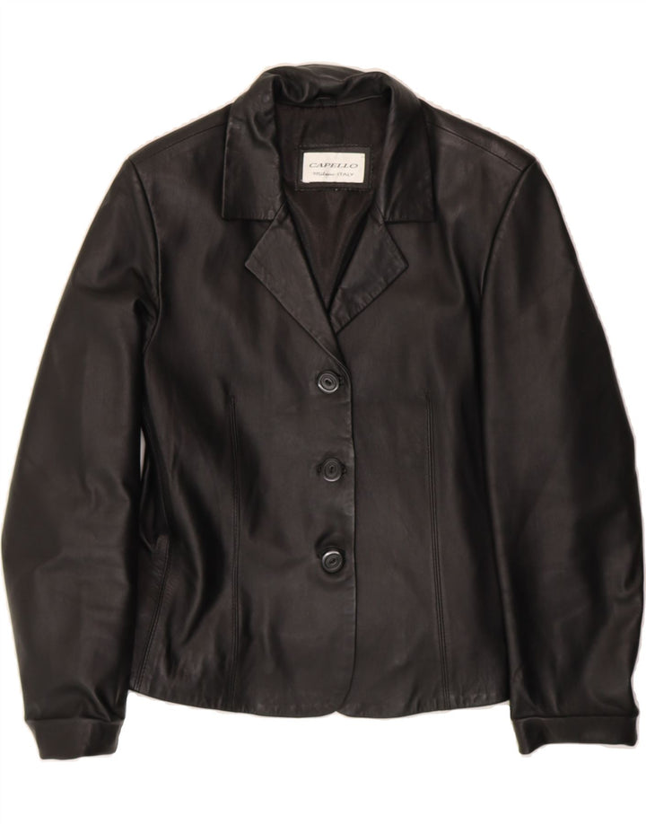 VINTAGE Womens Leather Jacket UK 12 Medium Black Vintage Vintage and Second-Hand Vintage from Messina Hembry 