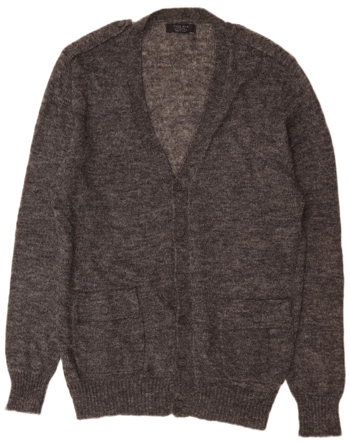 Zara Męski sweter rozpinany XL Szary, nakrapiany akryl