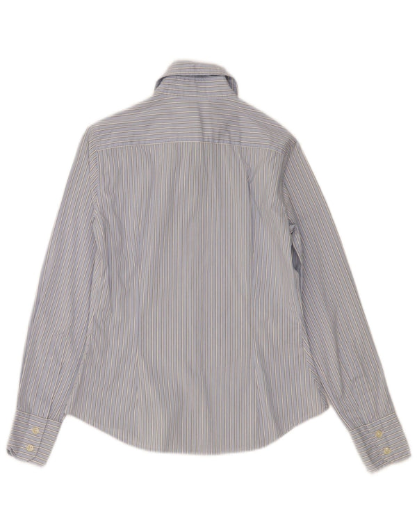 BENETTON Womens Shirt UK 10 Small Blue Pinstripe