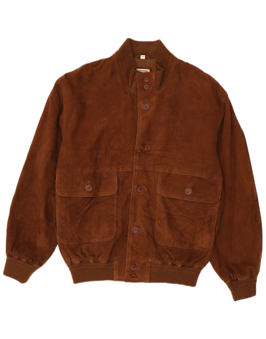 Męska zamszowa kurtka bomber w stylu vintage IT 54 XL, brązowa bawełna