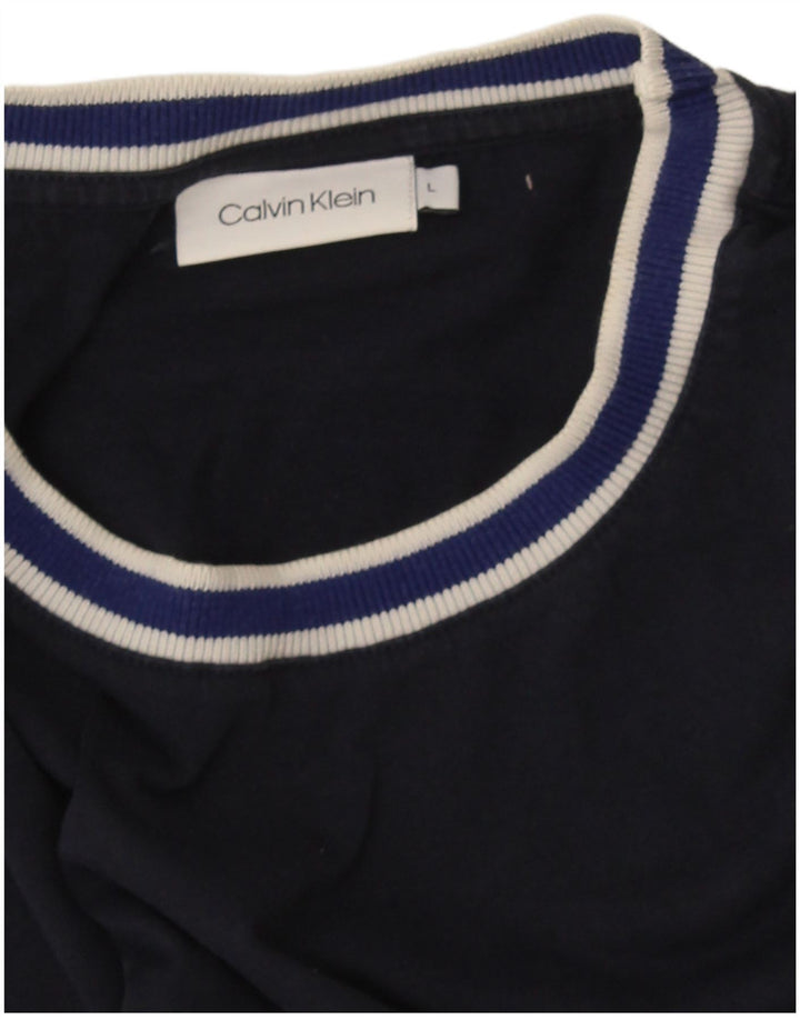 Męski T-shirt Calvin Klein, duży, granatowy w paski