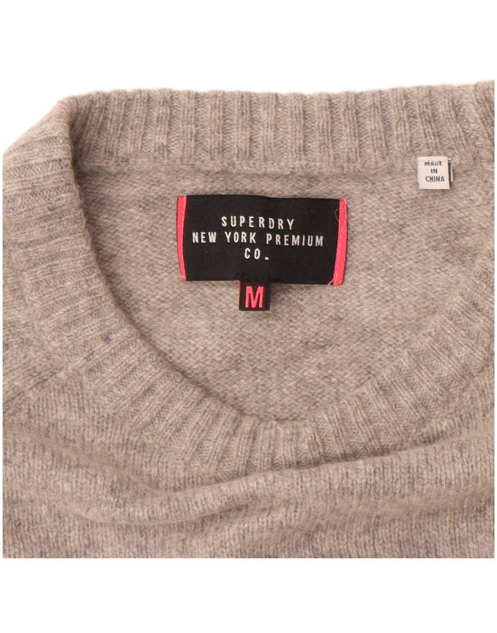 Damski sweter Superdry z dekoltem w łódkę, UK 14, średni szary nylon