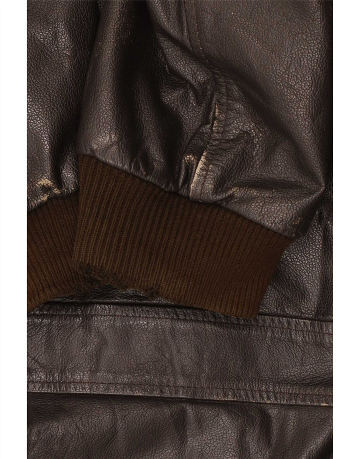 Vintage męska skórzana kurtka wojskowa IT 56 3XL brązowa