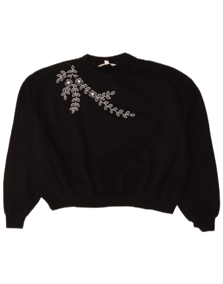 Marks & Spencer Damski sweter oversize UK 10, mały, czarny w kwiaty