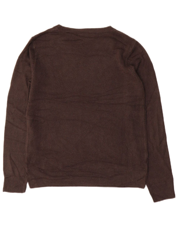 Marks & Spencer Damski sweter z dekoltem w łódkę UK 10 Mały brązowy akryl