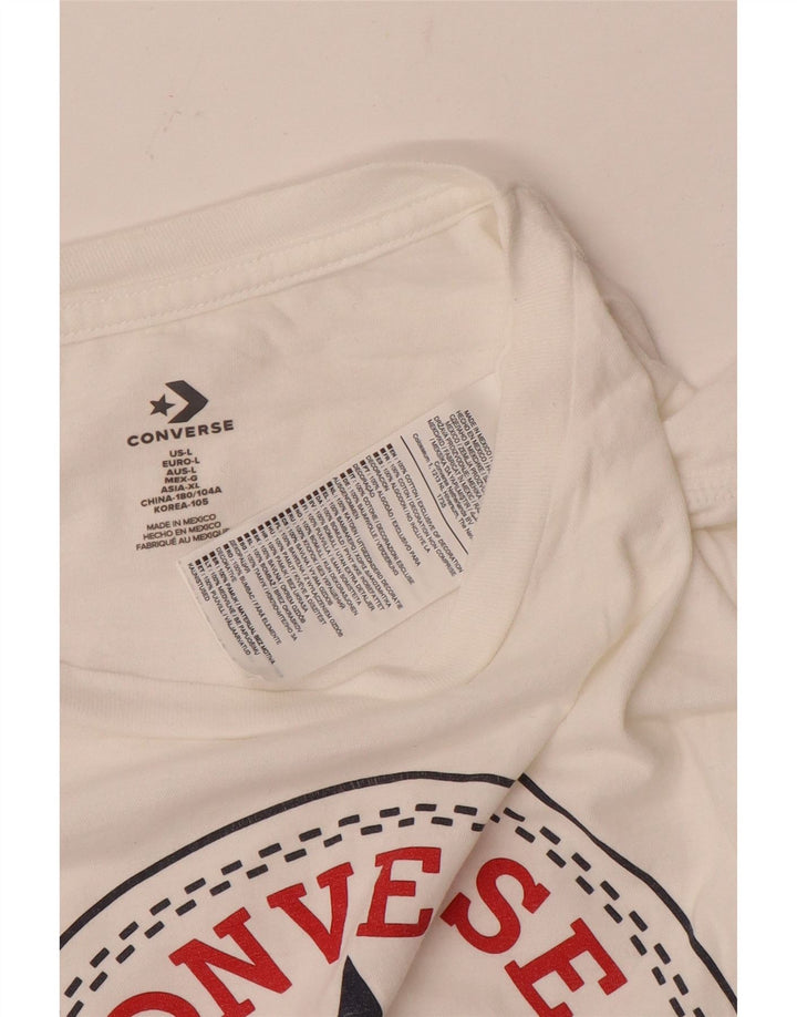 Converse Męski T-shirt z grafiką, duży, biały, bawełniany
