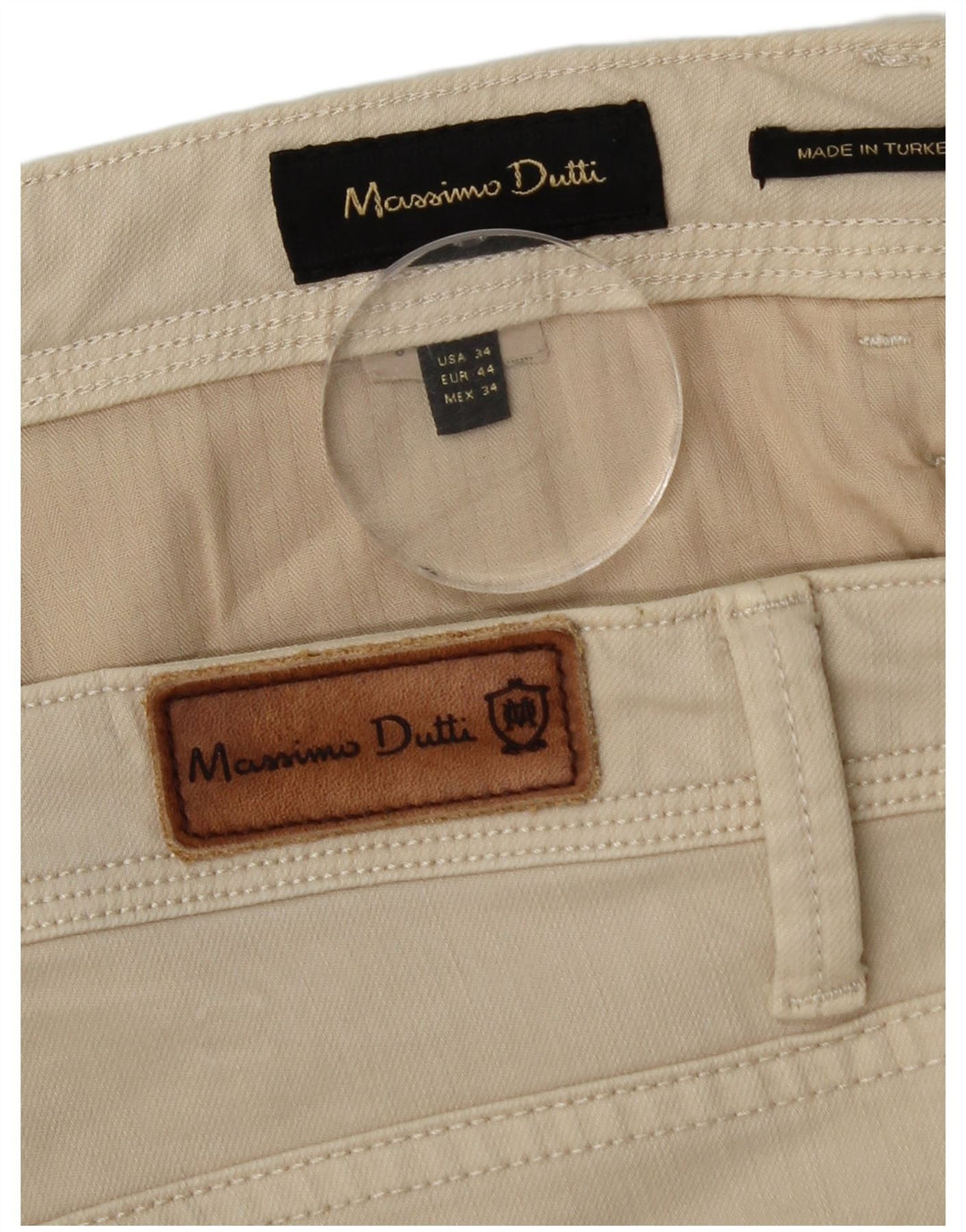 Męskie spodnie typu slim casual Massimo Dutti EU 44 Large W34 L34 Beżowe