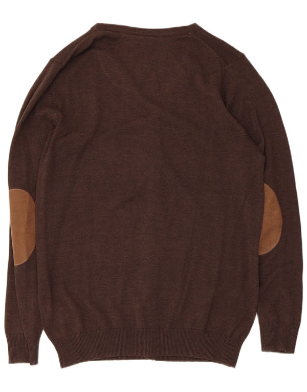 Sweter męski w stylu vintage, brytyjski 38/40, średniobrązowy, bawełniany