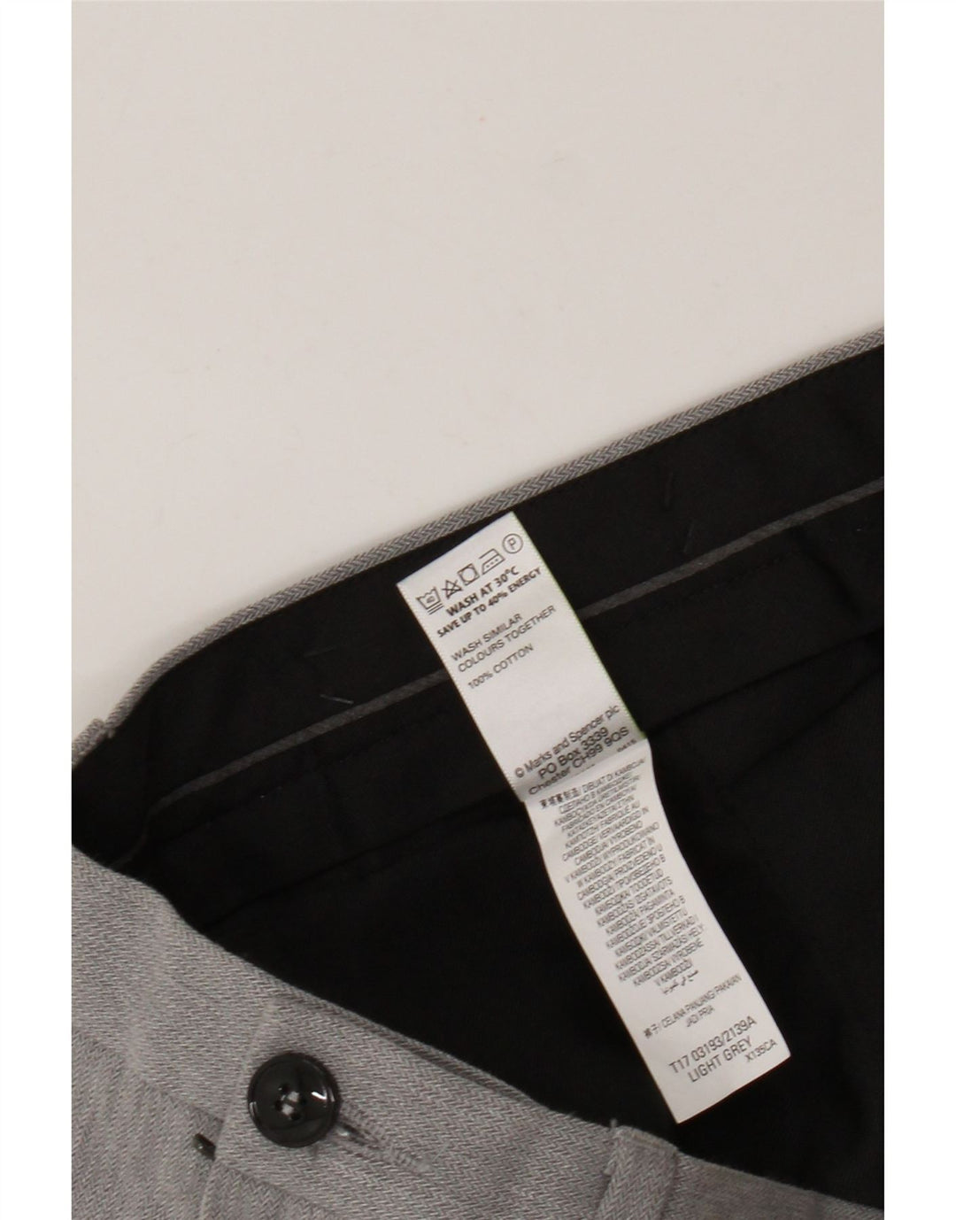 Marks & Spencer Męskie proste spodnie chino W40 L29 Szara bawełna