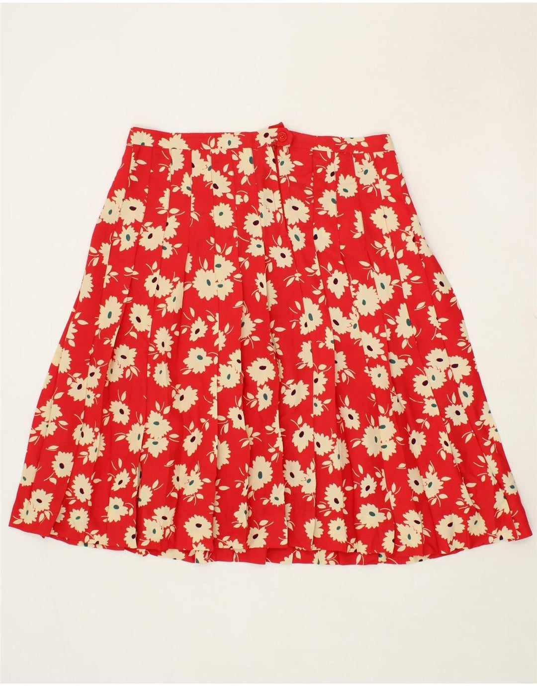 VINTAGE Womens Pleated Skirt W32 Large Red Floral Vintage Vintage and Second-Hand Vintage from Messina Hembry 