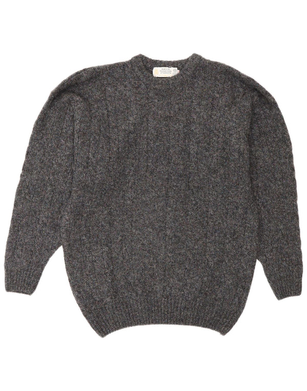 Męski sweter z okrągłym dekoltem w stylu vintage IT 48 Średniej szarej wełny