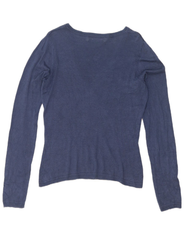 Sweter damski Zara z dekoltem w kształcie litery V, UK 14, duży, granatowy