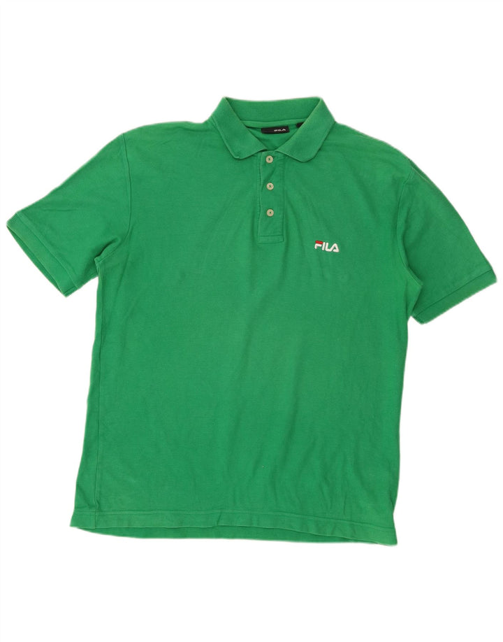Męska koszulka polo Fila, mała, zielona, bawełniana