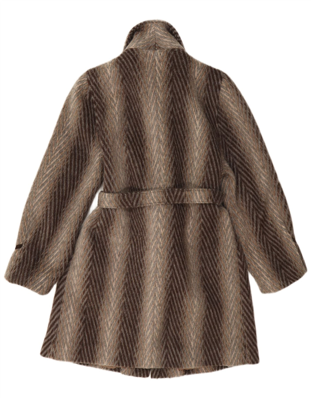 Płaszcz damski w stylu vintage UK 10, mały, brązowy, wełniany, klasyczny