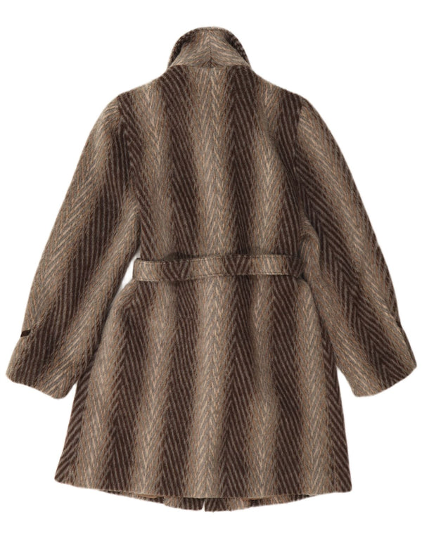 Płaszcz damski w stylu vintage UK 10, mały, brązowy, wełniany, klasyczny