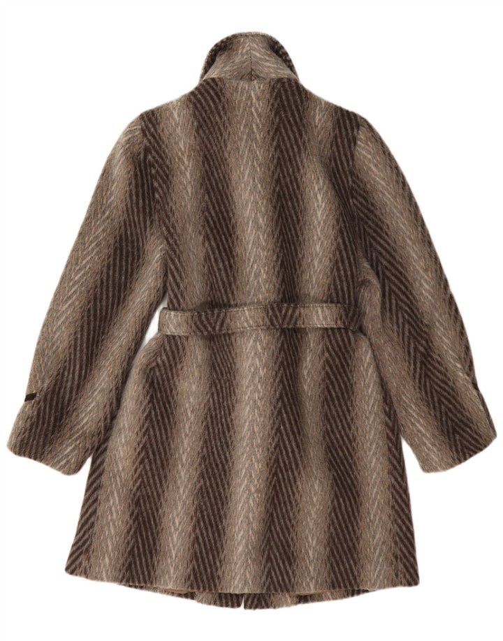 Płaszcz damski w stylu vintage UK 10, mały, brązowy, wełniany, klasyczny