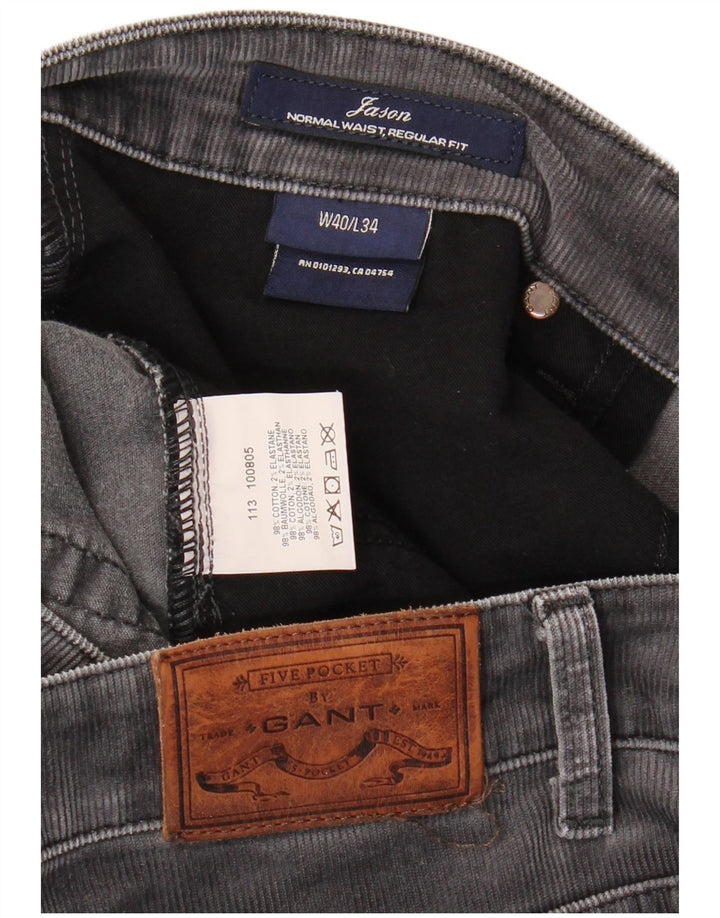 Męskie sztruksowe spodnie GANT Jason o regularnym kroju W40 L34 Szara bawełna