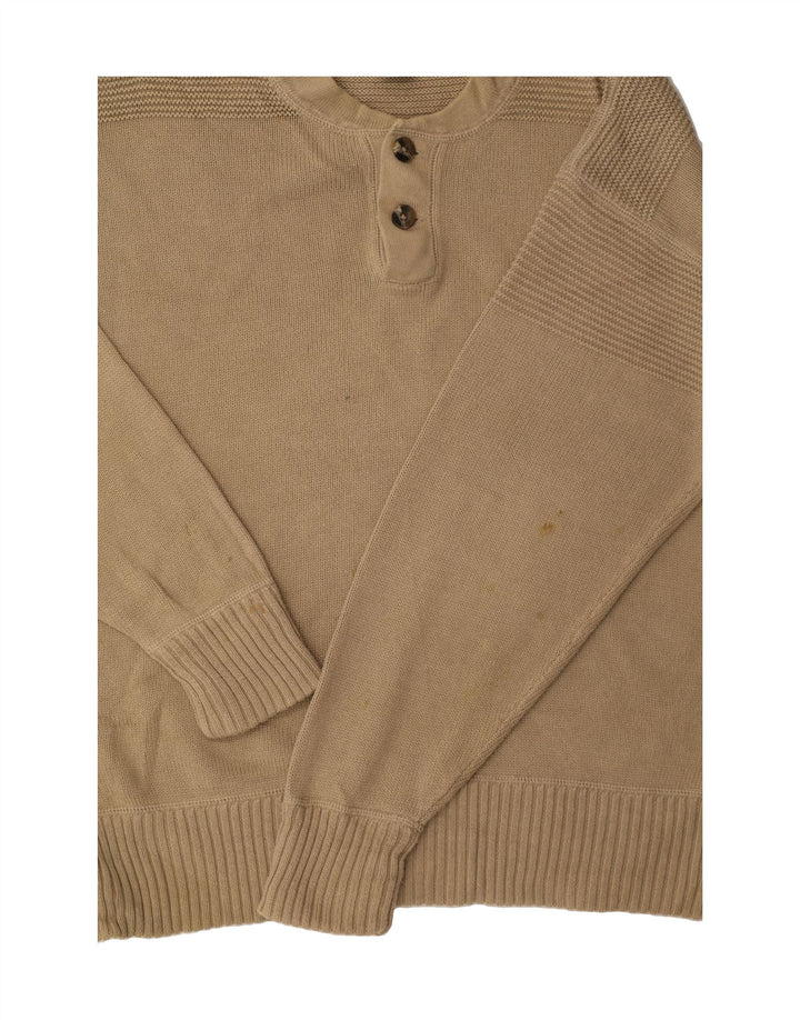 EDDIE BAUER Mens Button Neck Jumper Sweater XL Beige Cotton Vintage Eddie Bauer and Second-Hand Eddie Bauer from Messina Hembry 