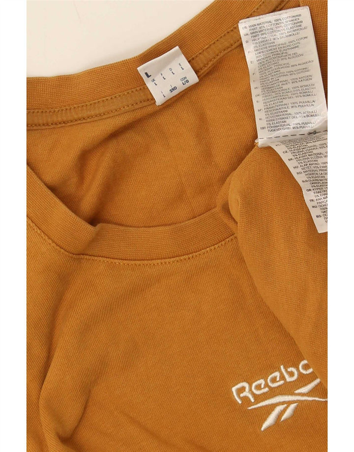 T-shirt męski Reebok, duży, brązowy, bawełniany