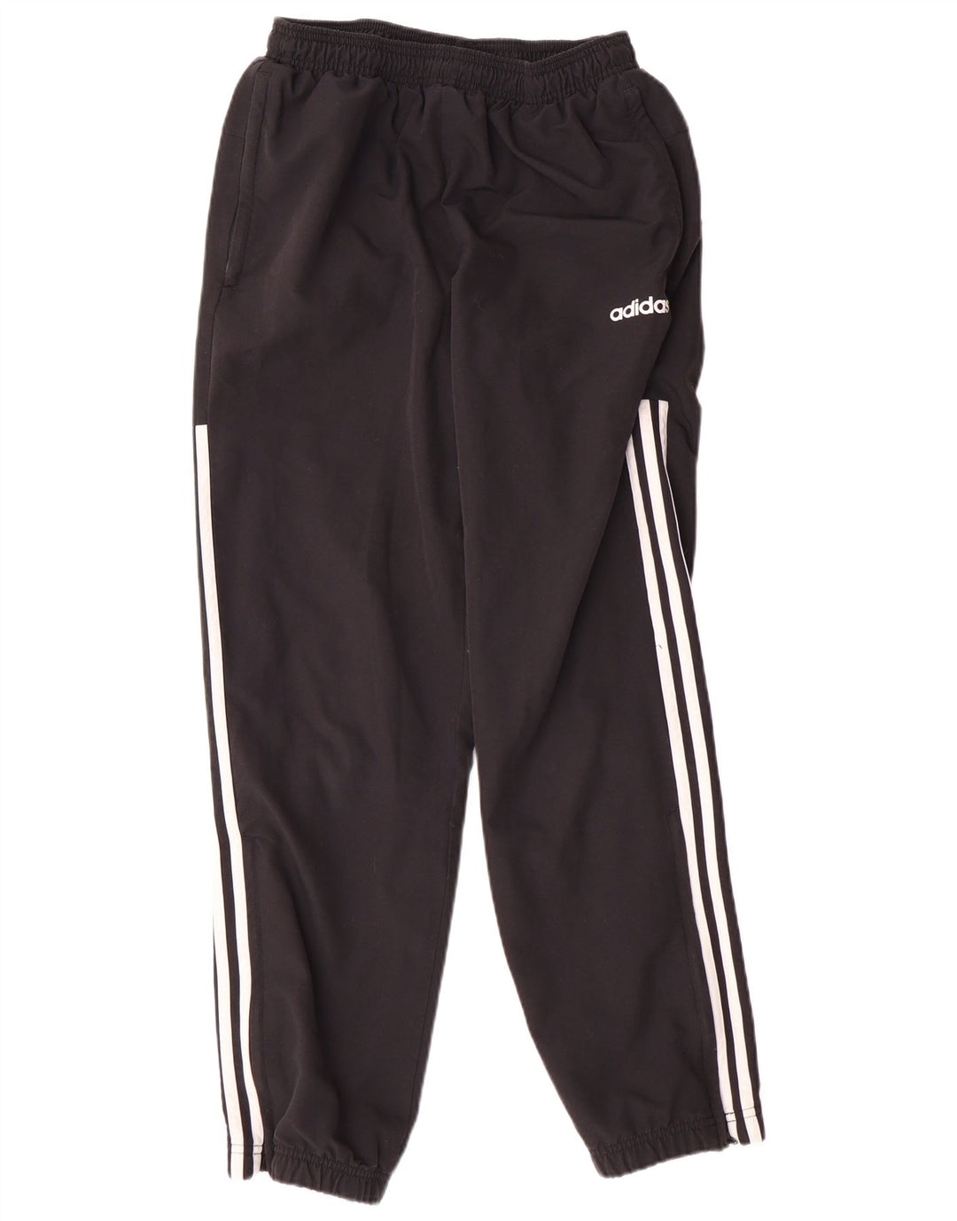 Męskie spodnie dresowe Adidas, średnie, czarne, poliestrowe paski